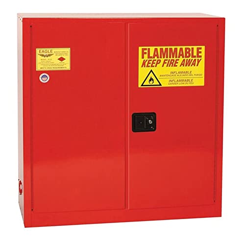 Eagle PI-3010 Paint/Ink Safety Cabinet, Self Close, 18" Length, 43" Width, 44" Height, Red