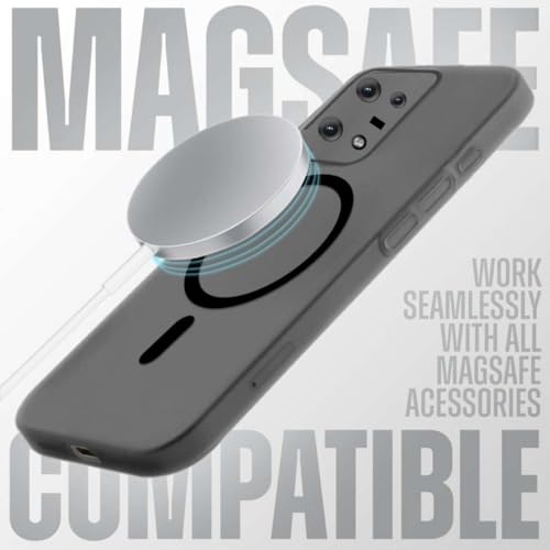 Image of Frosted Magnetic Back Cover for Moto Edgee 50 Pro Semi Transparent Slim Matte Case, Shockproof, Wireless Charging Compatible, Anti Yellow [Black]