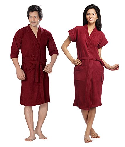 FeelBlue Unisex Combo Bathrobe (Pack of 2) -Maroon