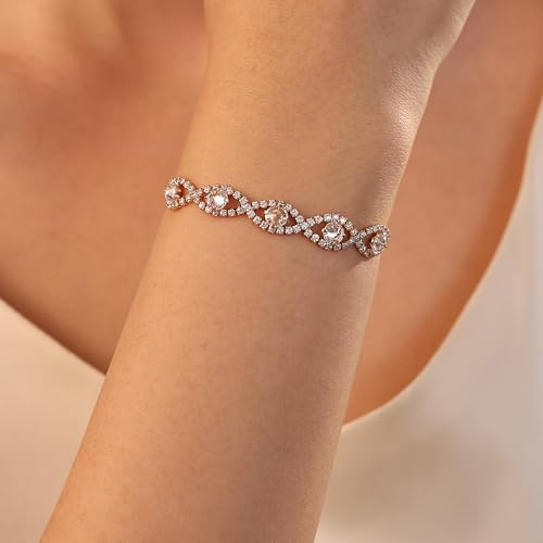 18K Gold Plated Tennis Bracelet for Women with Sparkling Zirconia Stones, Adjustable Size, Elegant Gift for Wedding, Birthay, Party, Mom, Girlfrined, Chrismas2