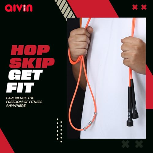 Image of Aivin Trend Lightweight Mat PVC Jump Rope for Fitness & Exercise with Plastic Handles Tangle-Free Skipping Rope for Gym, Cardio & Endurance Training Jumping Rope for Men & Women (Orange)