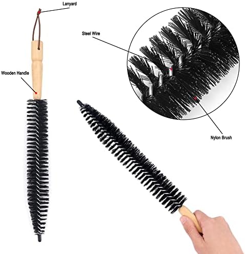 Yuhtech 22 Pcs Chimney Cleaning Brush Set, Duct Vent Cleaning Set with Nylon Rods, Brush Heads, Drill Connector, Long Brush, Chimney Sweep Kit for Fireplace, Dryer Vent, Sewage Pipe, Fume Hood