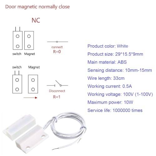 Image of Gebildet 5pcs Recessed Wired Security Window Gate Contact Sensor Alarm,Magnetic Reed Switch White,Magnetic Door Sensor,Magnet Near - Connect Circuit, Magnet Away - Break Circuit