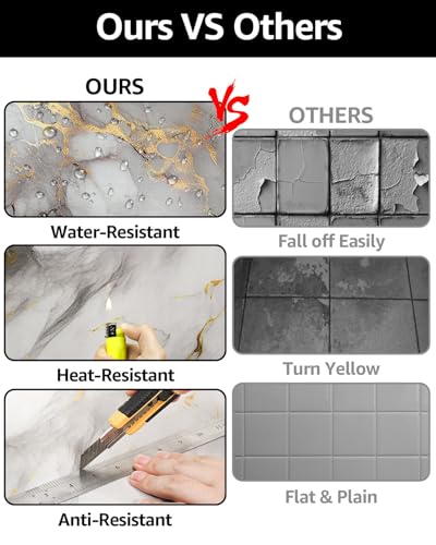 image for WADILE 20pcs Waterproof Peel and Stick Marble Wall Tiles, 11.8