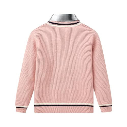 Image of LittleSpring 2-Piece Kids V-Neck Sweater and Long Sleeve Button Down Striped Shirt Set