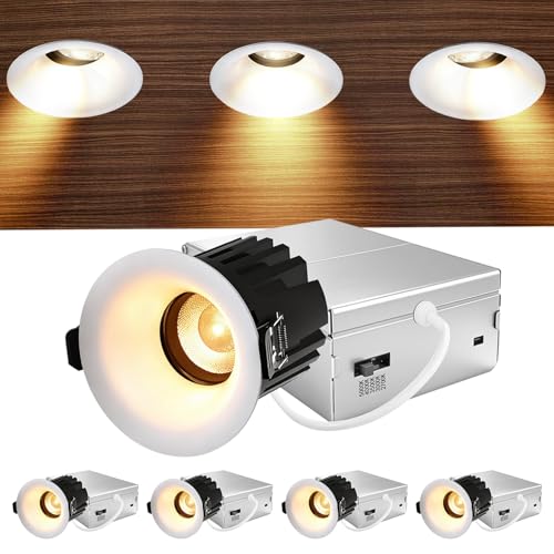 Sublimation 3-Inch Gimbal Recessed Light, 360° Rotatable &Amp; 30° Tiltable Lens, 5 Cct Flicker-Free Dimmable, Waterproof Glare-Free Led Can Light For Shower Kitchen Bedroom Office, White, Etl (4 Pack)