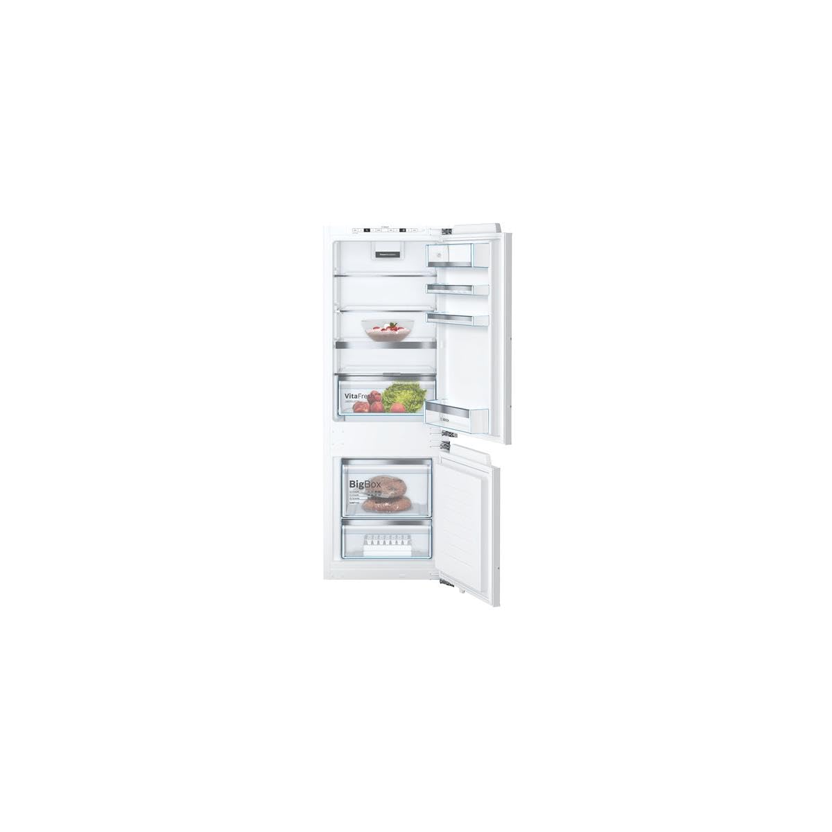 Bosch KIS77ADD0 Serie 6 Einbau-Kühl-Gefrier-Kombination, 158 x 56cm Nische, 164 L Kühlen & 61 L Gefrieren, Flachscharnier, Made in Germany, VitaFresh plus 2x längere Frische, LowFrost seltener abtauen
