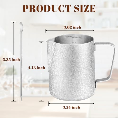 Image of Amrules Milk Frothing Pitcher 20oz Frother Cup Barista Tools, Crackle