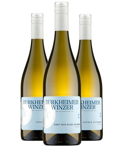 Weißwein Tasting Set – Pinot Noir Blanc de Noirs, Grauburgunder & Grüner Silvaner Wein-Paket, fruchtig, mineralisch & elegant – Lebensfreude Kollektion – vom Kaiserstuhl (3 x 0,75l)