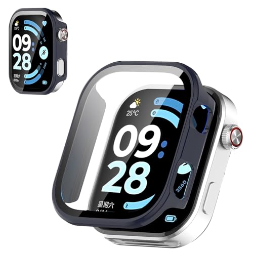 For Redmi Watch 6 �P�[�X �t�B����+PC�t���[�� ��̌^ �ی�J�o�[ �K���X�t�B���� ��̌^ �h�� �h�o�yHUKWIMO�z 3D�S�ʕی� �w��h�~ HD�����ߗ� ���ɋ��� �C�A�[�� �ɔ� �������� ���˒ጸ (�C���N�u���[)