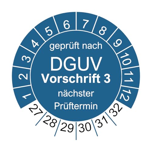 50 targhe di prova per cavi DGUV V3 (blu) – 25 x 70 mm – 2023 – 2028 – CO2 stampato in Germania (50 pezzi, blu