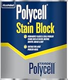 POLYCELL Stain Block 1L Interior Stain Blocking Sealer, High Coverage, Flat Finish, Solvent Oil Water Base, For Wood, Metal, Concrete