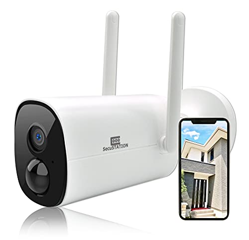 SecuSTATION 防犯カメラ ワイヤレス 白 スマホ遠隔操作 屋外 ソーラー バッテリー 電源不要 10,400mAh大容量 充電式 ネットワークカメラ 監視カメラ 国内取扱品/サポート 防水 365万画素カメラ本体 microSD無 SC-MK83