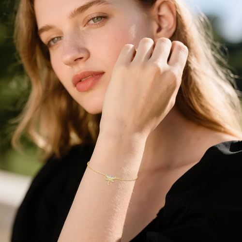 KECHO 14K Solid Gold Cross Bracelet for Women Butterfly Pineapple Lucky Clover Heart Sister Bracelets Birthday Christmas Mothers Day Jewelry Gifts for Mom Friends3