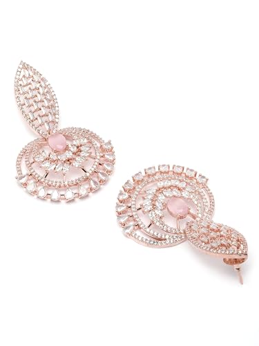 Image of Karatcart Women Silver Plated Blue American Diamond Studded Jhumki Earrings