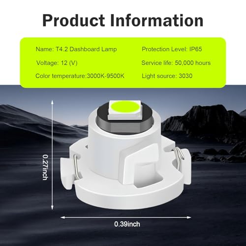 Image of 10 PCS Car T4.2 LED Bulbs, 12 V 3030 SMD High Brightness Dashboard Indicator Light, Plug and Play Wide Angle HVAC Climate Control Bulb, Interior Lighting Replacement for Car (Blue)