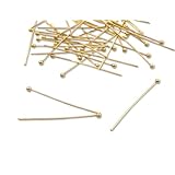 「玉p30C」 約100本入 玉ピン サージカルステンレス 丸ピン 30mm sus316 アクセサリー パーツ 金属アレルギー対応 ニッケルフリー 加工しやすい 線径0.6mm ピアス金具 ステンレス ピン 30mm,ゴールド（K18金メッキ）