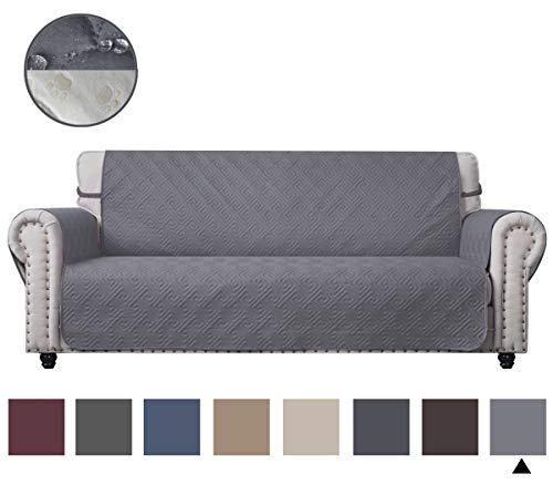CHHKON Sofa Cover with Anti-Skip Dog Paw Print 100% Waterproof Quilted Furniture Protector