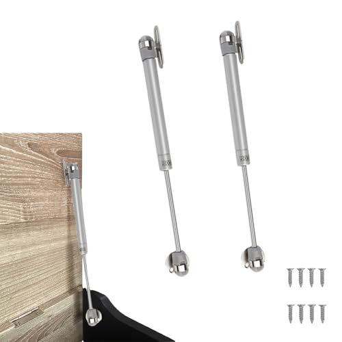 CJQZP 2 Pack Soft Close Toy Box Hinges - 100N Gas Strut Safety Hinges for Heavy Curved, Round, Arched & Flat Lids, Cabinet