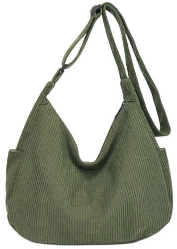 Women Casual Croduroy Crossbody Bag Large Crescent Shoulder Handbag Solid Hobo Tote Satchel Shopping Commuting - Main Image