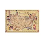 Native American Tribes Map Poster American History Canvas Wall Art Room Decor Posters Wall Art Paint