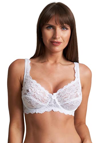 ShopMCR Ladies Full Cup Lace Underwired Bra Soft Cup Full Coverage Non-Padded Push up Women’s Bra White