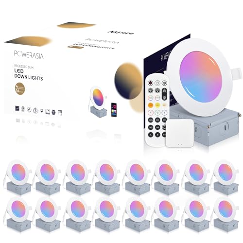 16 Pack Smart Recessed Lighting 4 Inch, Ultra-Thin LED Recessed