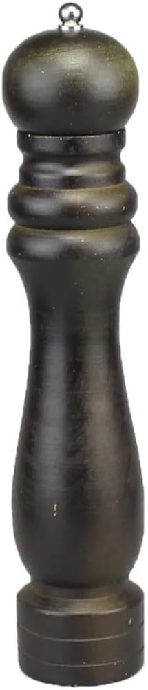 Hand Driven Dark Color Wood Pepper Grinder Wooden Salt Portable Turning Muller Stainless Steel Burr Coarse Fine Adjust(10.5 inch)