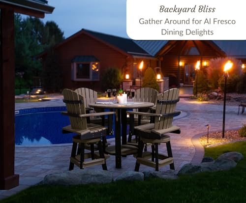 DutchCrafters Recycled Poly Round Balcony Dining Set, Table with 4 Chairs, Bar Height, Swivel Chairs, 5 Piece Patio Furniture Set, Amish Made in USA, Two-Toned Colors (Weatherwood & Brown) - Thumbnail 5