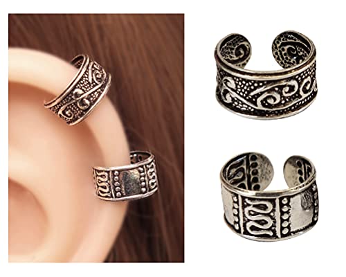 Miya Jewelry Handmade Ear Cuffs, Set Of 2 Sterling Silver Clip On Non Piercing Earrings For Women cover