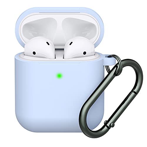 Airpods Case Cover, LELONG Soft Silicone Protective Case Cover with Keychain for Apple Airpods 2st 1st Charging Case Men Women [Front LED Visible] Light Purple