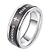ALEXTINA 7MM Black Stainless Steel Bible Verse Isaiah 41:10 Joshua 1:9 Christian Ring Spinner Wedding Band Size 6 to 12
