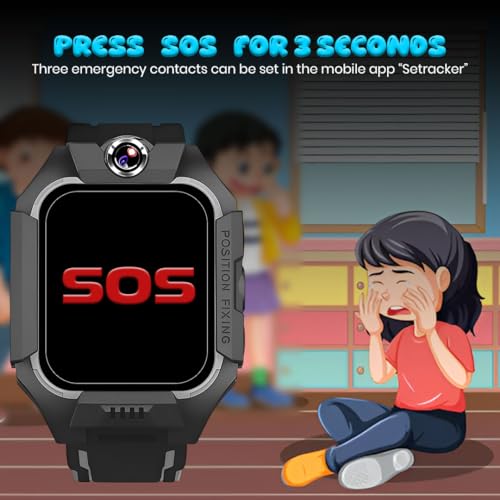 Image of GameSir Q18 Kids Smart Watch, 2G /3G Connectivity, Voice Calling, GPS Tracker, Two-Way Calling, SOS Function, Camera & Water Rasistence, Smartwatch for Kids - Boys & Girls - (Black)