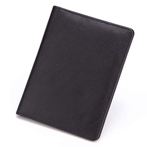 GAOPENG Dokumententasche mit Zwei Faltfächern aus Leder/Reisepass-Brieftasche/mit 7 Fachfächern/schwarz/braun/Dunkelbraun optional,Black Cover