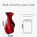 Christmas Red Ceramic Vase for Modern Home Decor - Unique Wavy Shape Decorative Vase for Living Room, Bedroom - Ideal Gift for Women, Valentine's Day, Housewarming (ChifonCyan 7.87 Inches)
