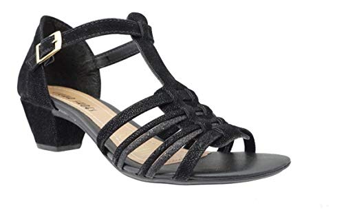 Sandália Feminina Salto Baixo Grosso Lilha Shoes 20440 (38, Preto Nobuck)