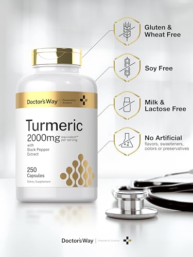 Doctor's Way Turmeric Curcumin Supplement 2000mg | 250 Capsules | with Black Pepper Extract | Non-GMO, Gluten Free Complex - Image 6