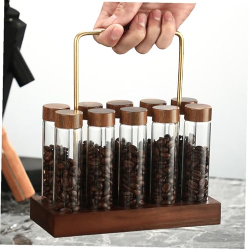 Set de tubos para café con base de madera OSALADI miniatura 2
