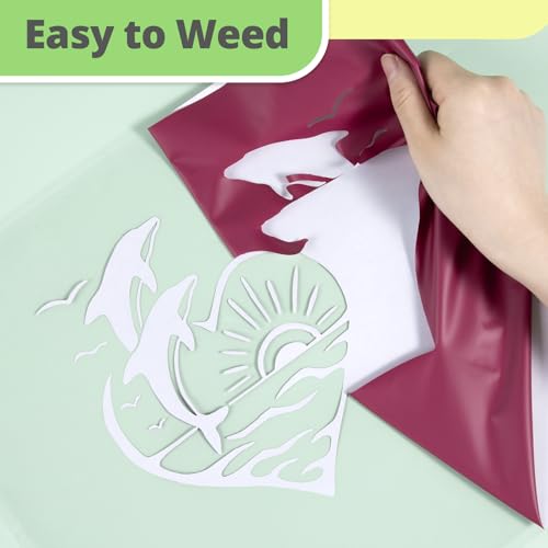 Image of HTVRONT Maroon HTV Vinyl Roll - 12 inch x 10ft Maroon Iron on Vinyl for Cricut & Silhouette Cameo, Heat Transfer Vinyl Rolls for t Shirts - Easy to Cut & Weed for Heat Vinyl Design