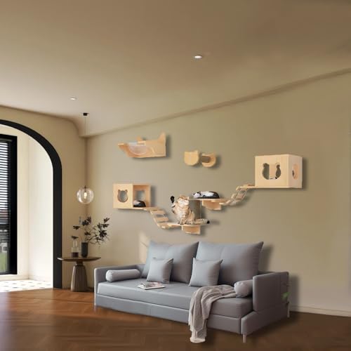 猫 ハウス DIY、9種類のパッケージ、猫用ベッド、はしご、ダイビングプラットフォーム、爪とぎポスト、六角形の宇宙カプセル、水平宇宙カプセル付き(9pcs3)