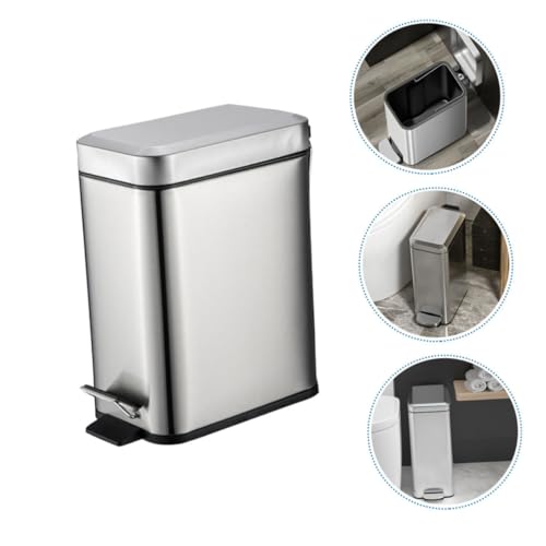 Caneca de basura de acero inoxidable con pedal y tapa miniatura 3