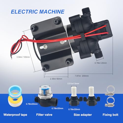 Image of 2088-422-144 Diaphragm Water Pump,12V 3.3GPM 45PSI RV Water System Pump 1 /2MNPT Connection Fit for Garden RV Yacht and Other Water Delivery System