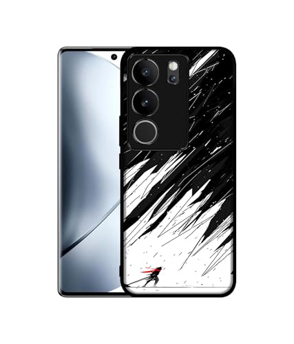 Image of Geometric Strom Design Premium 2D Printed Metal Back Case Cover for Vivo V29 5G / V29 Pro 5G, Black
