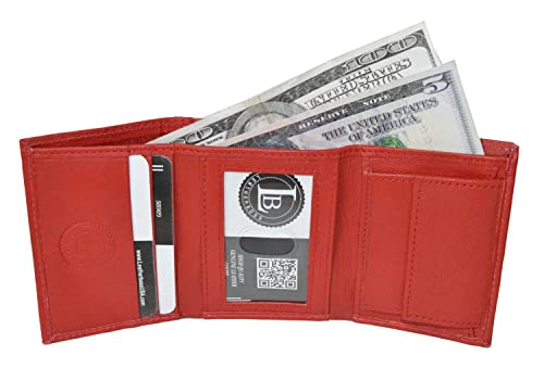 Image of LB LEATHERBOSS Boys Slim Compact Id and Coin Pocket Trifold Wallet (Red)