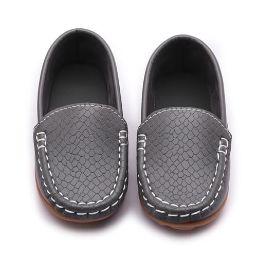 Image of Boys Loafers PU Leather Slip-On Toddler Dress Shoes Non-Slip Sole Kids Moccasins for School Events and Daily Wear