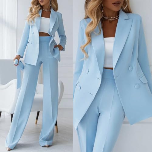 Women's 2-Piece Suit Peak Lapel Double Breasted Jacket Pants Tuxedos for Formal Dinner4