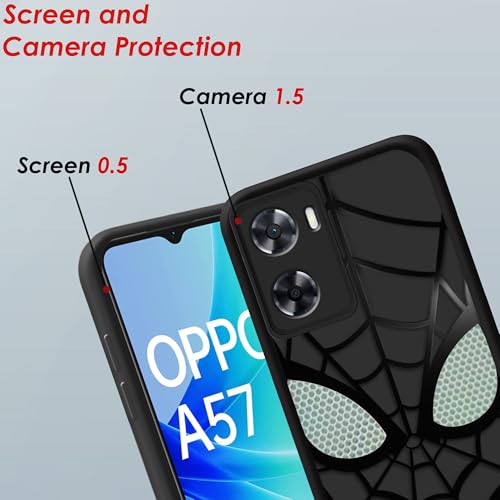 Image of Stylish Spider Back Case Cover Compatible for Oppo A57 4G / A57 5G / K10 5G & Realme Narzo 50 5G | Spidey Face Mask Case | Soft Silicone | Camera & Full Body Protection | Shock Proof | (Black)