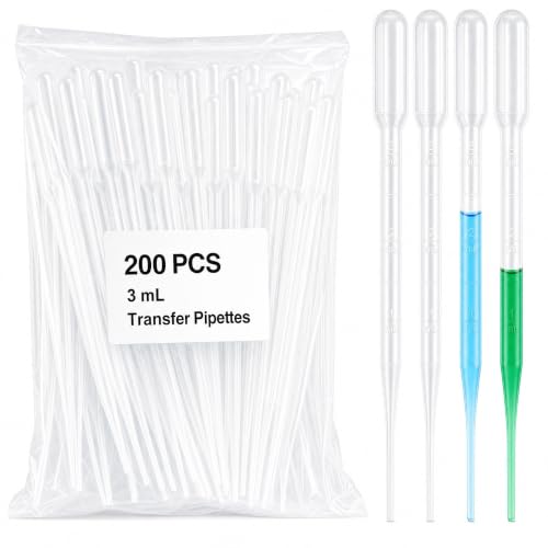 Image of Zkupanx 200PCS Thickened Transfer Pipettes 3mL, PE Plastic Pipettes Dropper | Clear Graduated Markings, For Essential Oils Lab Crafts Science Experiments, Disposable No Cleanup Needed
