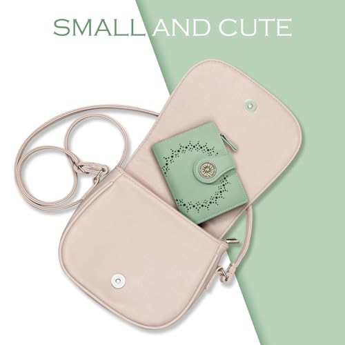 Small Wallets Woman Leather 2 ID Windows Bifold RFID Blocking Credit Card Holder Wallet with Zipper Coin Pocket3