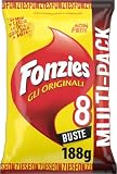Fonzies Gli Originali, Croccantini di Mais al Formaggio, Cotti al Forno, 188g (multipack 8 bustine da 23,5g)